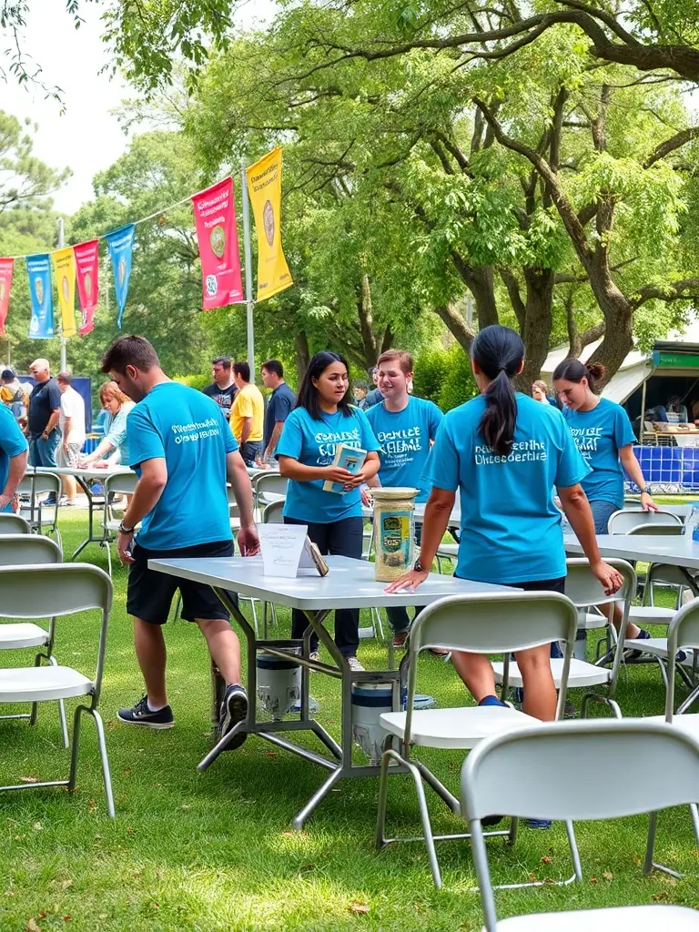 A photograph of volunteers assisting with a community event organized by FAMILLES RURALES ASSOC ROANNES ST MARY, showcasing their dedication and impact.